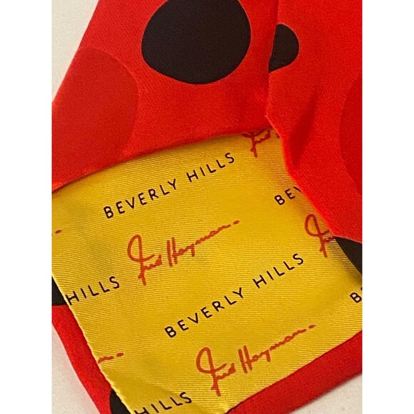 VTG FRED HAYMAN Beverly Hills 100% SILK TIE Red Black Polka Dot ITALY Whimsical - Picture 5 of 7